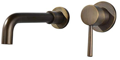 WLALLSS Robinet pour lavabo 2 Trous Mural à encastrer en Laiton Antique Robinet pour lavabo de Salle de Bain Robinet mitigeur pivotant à 360 ° Bec 20 cm