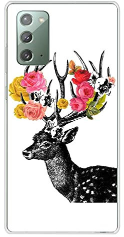 Coque en Silicone imprimée Compatible Samsung Galaxy Note 20 Cerf Fleurs