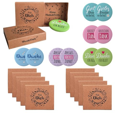 10x Danke Wunschboten-Magnete als kleines give-Away an Kollegen, Freunde & Mitarbeiter - Mitgebsel Geschenk - Kleine Aufmerksamkeit