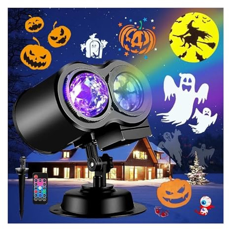 Luces del proyector Decoraciones de Halloween más brillantes Luces de proyector y proyector de Navidad al aire libre 17 efectos HD((10 Slides))