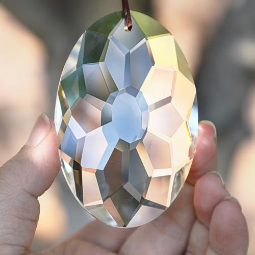 Große Kristalle Sonnenfänger 89mm Eiförmig Kristallglas-Anhänger Kristall Prisma Suncatcher Kugel Kristalle Fensterdekoration Transparent Hängende Fenster Ornament Haus Garten Deko Basteln