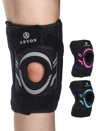 ABYON Rodillera Hombre Mujer – Órtesis de Rodilla Ajustable para Menisco, Artrosis, ACL MCL – Soporte Rotuliano de Neopreno con Estabilizadores Laterales para Alivio del Dolor y Recuperación