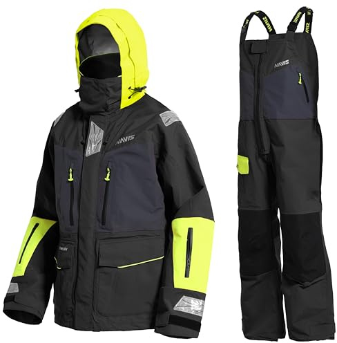Navis Marine herr segeljacka & hängselbyxor Ocean PRO – 3-lagers komplett set, vattentät, andas, hållbar NS-547, svart, M