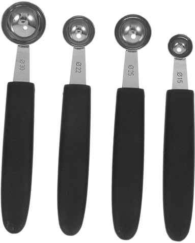DECOMELODY Set 4 Pezzi Spallinatore Gelato in Acciaio Inossidabile, Cucchiai per Gelato Multiuso Design Facile da Pulire per Palline Frutta e Uso Domestico