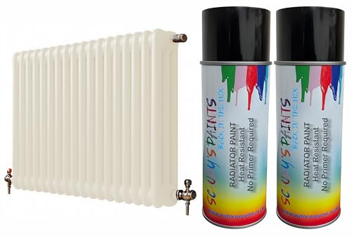 Radiator Aerosol Spray Paint Heat Resistant To 100ºC - Quick Air Drying No Primer Needed anti rust moisture resistant Metallic and Solid Colours (Cream)