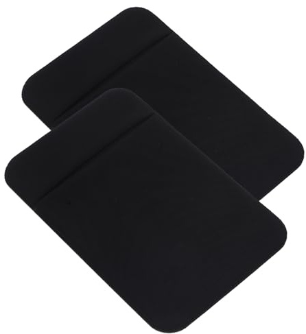Beaupretty 2 pezzi Portacarte Adesivo per Smartphone Tasca Posteriore Flessibile in Tessuto Nero Portacarte per Carte di Credito e Id Custodia Sottile e Pratica per Cellulari Resistente e