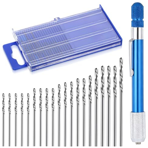 Thinp 21 Pcs Mini Micro Drill Bits, 0.3-1mm HSS Precision Pin Vise Drills Micro Twist Hand Drill Bits for Model Making Electronic Assembling Model Making Woodworking Jewelry DIY