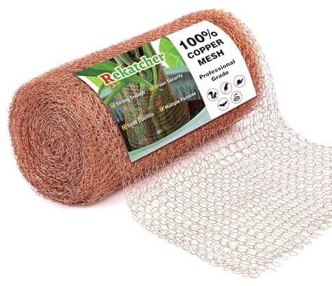 Rekatcher Kupferband Gegen Schnecken 12,7cm x 6m Schneckenzaun, Füllen von Lücken Schutz von Sämlingen Schneckenschutz Hochbeet, Doppelschichtiges Verschlüsseltes