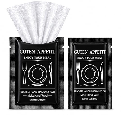 500 Stk Erfrischungstücher einzeln verpackt – Feuchttücher für Gastronomie, Restaurant, Pizza & Fingerfood – Catering Handreinigungstücher Großpackung – Islak Mendil (Schwarz)