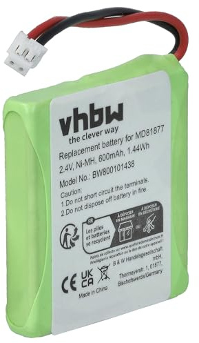 vhbw Akku kompatibel mit T-Com Sinus A201 u.a. | schnurlos Festnetz Telefon (600mAh, 2.4V, NiMH)