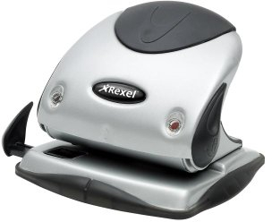 Rexel 2100743 Büro-Locher P225 Premium, Metallgehäuse, Stanzleistung 2.5 mm, 25 Blatt, silber/schwarz