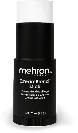 Mehron Makeup CreamBlend Stick | Face Paint, Body Paint, & Foundation Cream Makeup | Perfect for Halloween .75 oz (21 g) (White)