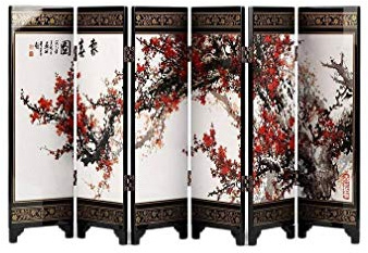 lachineuse - Paravent Asiatique Miniature - Renouveau du Printemps - Motifs Fleurs de Prunier - Dimensions 24 x 47 cm - Déco Japonaise Miniature - Traditions du Japon - Idée Cadeau Japon, Asie