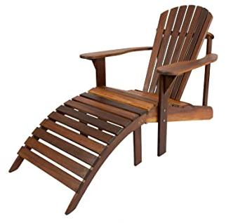 MaximaVida Adirondack Gartenstuhl + Fußstütze Toronto, geölt - aus exklusivem Taliwood
