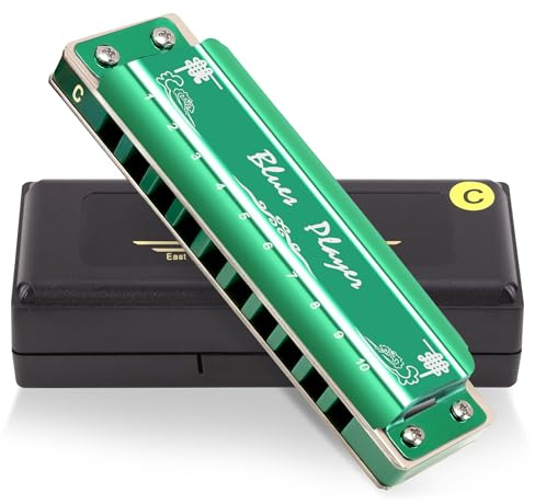 East Top 10 Loch Professionelle diatonische Blues Mundharmonika Tonart C, Mundharmonikas für Erwachsene, professionelle Bandspieler und Studenten (T008Z)