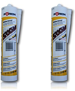 FÖRCH | 2 Stück | Maler-Acryl Silikon | weiss 310 ml Kartusche |Fensterverglasung, Abdichtung, Dehnfugen, Silikonfugen in Bad, Dusche, Sanitär, aussen | hitzbeständig, hochtemperatur| Dichtmasse
