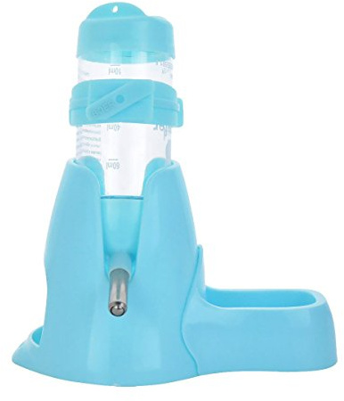 MOACC Hamster Water Bottle, No Drip Automatic Feeder Water and Food Dispenser, Small Animal Drinking Bottle Ideal for Guinea Pig, Rat, Rabbit, Dwarf, Gerbil, Chinchilla(80ML, Blue)