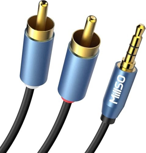 MillSO Klinke auf Cinch Kabel 5m 3,5mm Klinke auf 2X RCA Chinch Stecker Stereo Audio Aux Klinkenkabel (24K Vergoldet)
