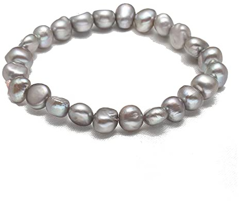 Treasure Bay Impresionante pulsera barroca de perlas de agua dulce de 7-8 mm para mujeres y niñas, 18 centimeters, Perla de agua dulce, Perla