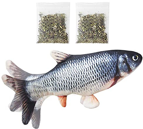 Juguetes Eléctricos para Peces Catnip, 30CM Recargable USB Juguetes Simulación Realista de Felpa, Suministros Interactivos Divertidos para Masticar Mascotas para Gato Gatito
