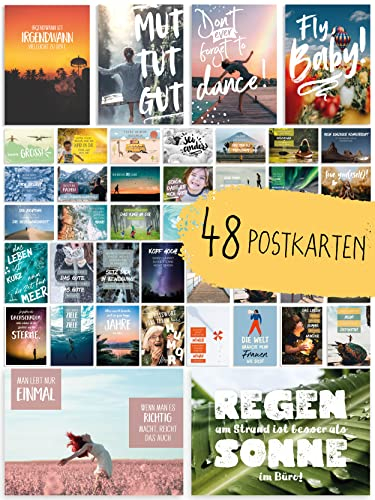 Spielefabrik MOTIVATION/WEISHEITEN: 48 inspirierende POSTKARTEN | Tolle Bilder/Motive | Sprüche/Texte | Achtsamkeit | Coaching | Teams | Zitat | Spruch | Gefühl | Gruppen-Fragen | Geschenk | Set Mix