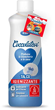 COCCOLATEVI Perfumador de colada para lavadora, ambientador higienizante Talco 300 ml, Esencia para la colada para la lavadora y la secadora, ambientador para el hogar o el limpiador de suelos