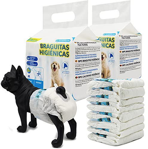 BPS 16 Stk. Windeln für Hunde, hygienische Einweg-Sanitärprodukte für Hündinnen, Welpen, Training, super saugfähige Slipeinlagen, 5 Größen zur Auswahl (S) BPS-2182 * 2