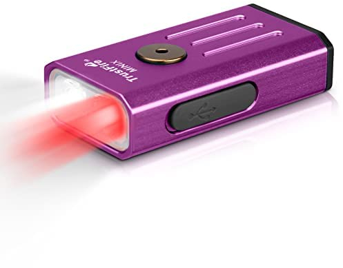 TrustFire Lampe de Poche Porte-clés Mini-X LED mini lampe torche, 320LM Mini EDC Light, Petite Torche Portable légère (Blanc + Red (620nm) Double lumière, Corps Mauve)
