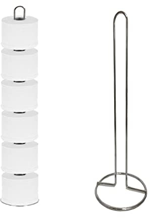 Toilet Roll Holder Free Standing, Paper Tissue Chrome Storage Stand Holds for Bathroom, Toilet Paper Roll Stand up to 6 Rolls