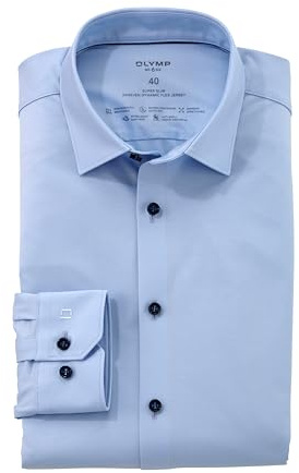 OLYMP Herrskjorta, långärmad, nr. Six 24/seven, single jersey, 438 nr 6-six-jerseytröja-01,20 Urban Kent, Aqua, 43