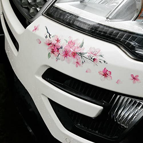 Auto-Aufkleber, Motiv: rosa Kirschblüten, Vinyl, selbstklebend, für Windschutzscheibe, Windschutzscheibe, Stoßstange, 2 Stück
