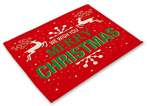 Manteles Individuales Navidad Verde Oscuro Salvamanteles Individuales Algodón Lino Lavable Individuales Mesa Resistente al Calor Bajoplatos Tapetes para Mesa Bajoplatos 30x45cm 2 Pcs