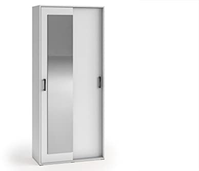 MargaretHadas24 Garderobenschrank Vanessa I 90 cm Garderobe Schrank Spiegel Schlafzimmer Jugendzimmer (weiß, 90cm)