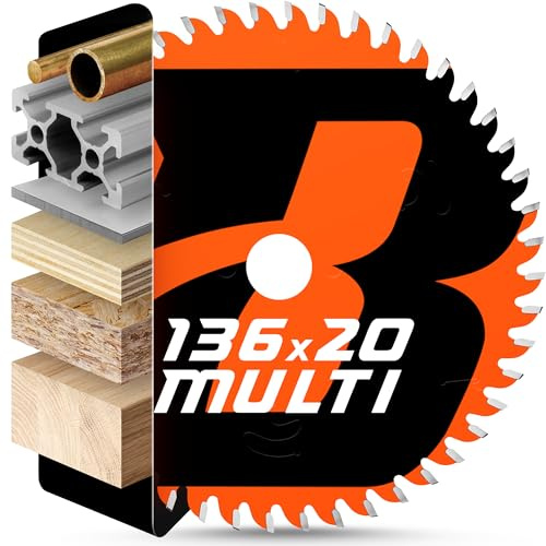 BAUBECK Sägeblatt 136x20 - Multi Material Feinschnitt - Kreissägeblatt 136 x 20mm für Holz, Aluminium, Metall uvm. - Sägeblatt 136x20mm kompatibel mit Bosch GKM uvm.