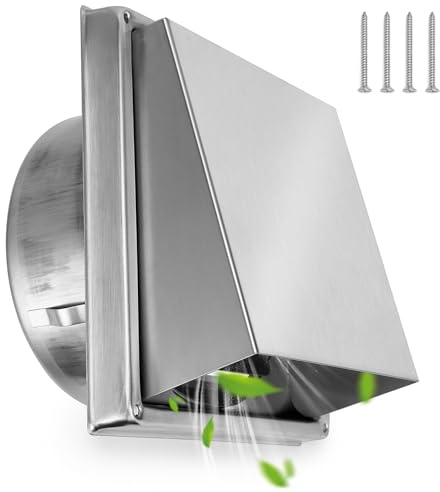 Stanbroil 6 Inch Wall Vent Exhaust Cover, Stainless Steel External Extractor Dryer Cushioned Non-Return Flap, Outside Airflow Vent Replacement Hood