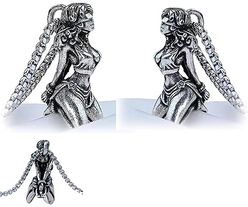 NAKEAH Sterling Silver Suffering Goddess Pendant Necklace,Suffering Goddess Necklace,Vintage Religious Suffering Goddess Amulet Pendant Necklace (2pc)