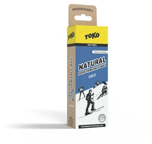 TOKO Natural Performance Wax - Heißwachs für Ski & Snowboard - Biologisch abbaubar PFC-frei Schweizer Technologie - 120 Gramm Blau - Racing & Training
