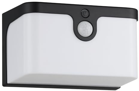 Eglo Applique murale extérieur LED Croara, lampe solaire puissant avec | détecteur de mouvement, éclairage mural d'extérieur, plastique anthracite et blanc, blanc chaud, IP44