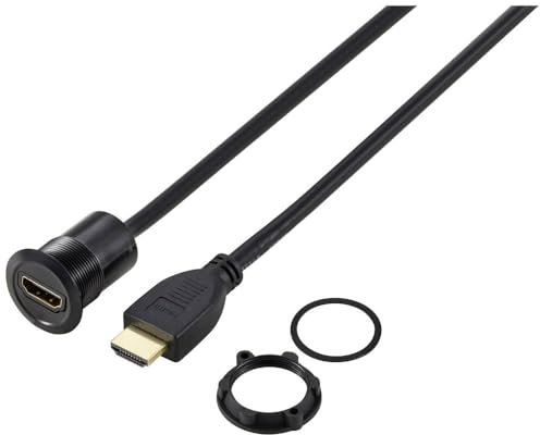 TRU COMPONENTS TC-11980468 Presa adattatore da pannello HDMI 2.0 Presa HDMI Spina HDMI Nero Numero Poli (num): 1 Lunghe