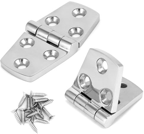 QWORK® 2 Piezas Bisagras de puerta con soporte marino, fabricadas en acero inoxidable SUS316, 38 x 76 mm