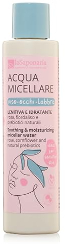 La Saponaria Acqua micellare, detergente, struccante, acido ialuronico, anti-rossore, calendula, prebiotici, dermatologicamente testato, naturale, vegano, cruelty-free, bio plastica, biologico, 200 ml