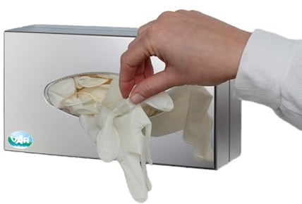 PROREGAL Halterung für Handschuhe/Handtuchboxen 1-Fach geschlossen | Wandhalterung | HxBxT 7,5x26x14cm | Edelstahl | Silber | Spender Handschuhspender