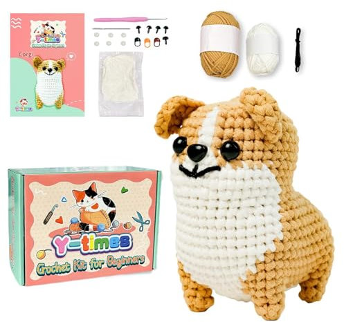 Häkeltier-Set für Anfänger, Häkelset für Hunde, Starter-Set für Hundefaden, Strickset mit Video-Anleitung, lustiges Häkelset