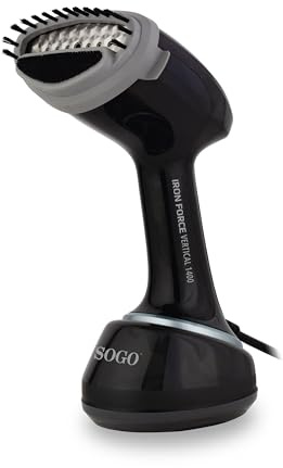SOGO Plancha vertical vapor portátil 1400W para ropa - Plancha vapor vertical con depósito 350ml y salida ajustable - Plancha de vapor con placa acero inoxidable - Plancha ropa vapor ideal viajes