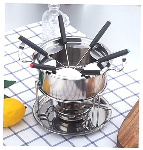 Garneck Stainless Steel Melting Pot Fondue Set Kitchen Accessories for Cheese Chocolate Fondue