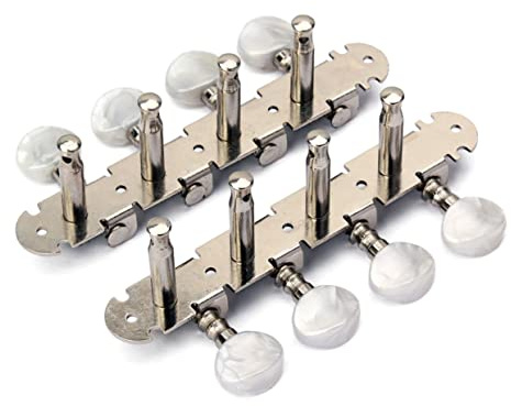 Chevilles D'accordage de Guitare Électrique Gc602 2 Pièces 4l 4r | Bouton Rond, Finition Argentée en Métal, Remplacement des Anciennes Mécaniques, Fixation des Cordes