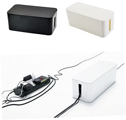 Artibetter Organisateur De Câbles Plastique pour Électrique Boîte De Rangement pour Fils Et Rallonges Câbles pour Bureau Et Maison Noir