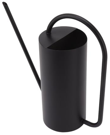 Regadera de Pico Largo de Acero Inoxidable, Lata de Aerosol de Metal de 1500 Ml para Jardinería, Disponible en Color Dorado, Negro y Acero Inoxidable (BLACK)