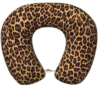 OKFSTY Coussin cervical de voyage en mousse à mémoire de forme pour adultes, motif léopard