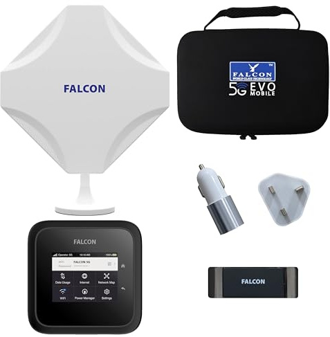 Falcon EVO MOBILE Deluxe – Portable 5G Amplified Antenna including 3600Mbps 5G Portable Router + Accessories